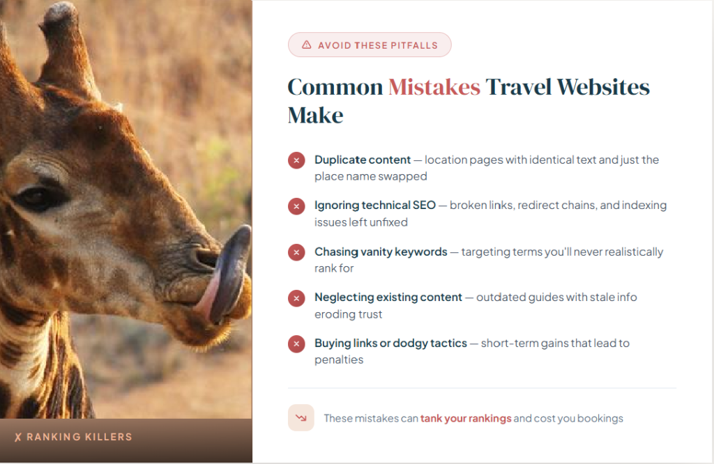 Travel SEO ranking errors