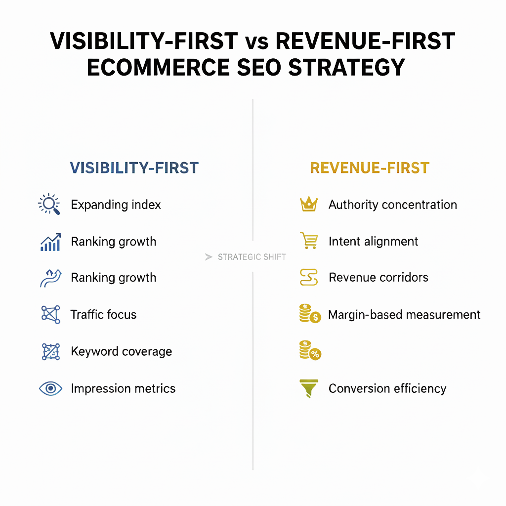 Read more about the article Revenue-First Ecommerce SEO Strategy: Why Visibility Alone Is Not Enough